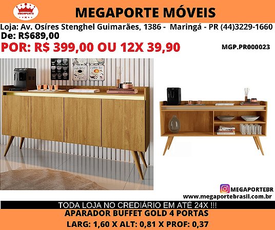 Aparador Buffet Gold 4 Portas