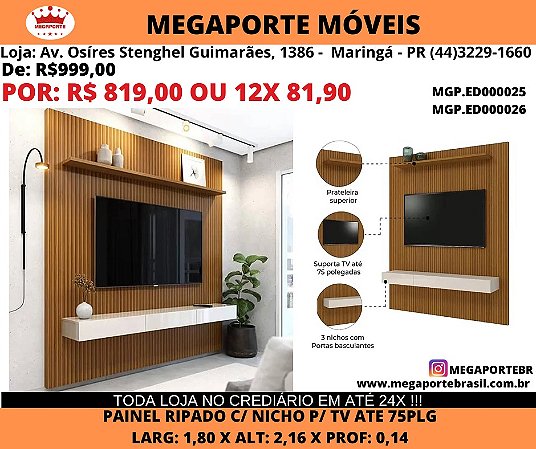 Painel p/ tv 75Plg Ripado