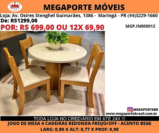 Conjunto Mesa Redonda 4 Cadeiras
