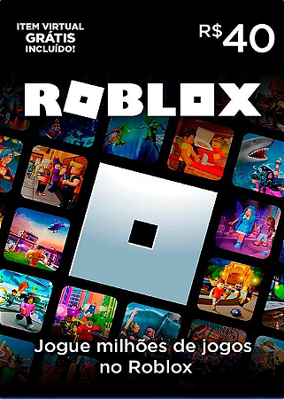 Cartão Presente Roblox 40 Reais  Robux e Experiências Incríveis - Xbr