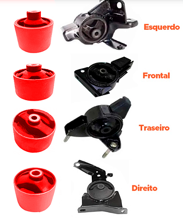 Kit Refil Coxim Calço Motor Cambio Corolla De 1998 A 2001 em Pu Poliuretano