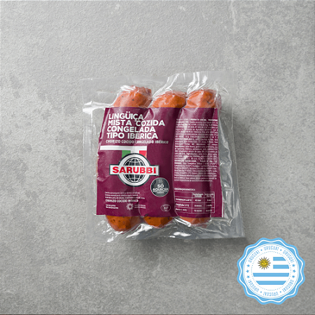 LINGUIÇA MISTA COZIDA URUGUAIA SARUBBI 0,36 KG | EMBALAGEM COM 1 UNIDADE | CONGELADO