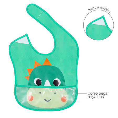 Babador Impermeável com Bolso BubaZoo Dino - Buba