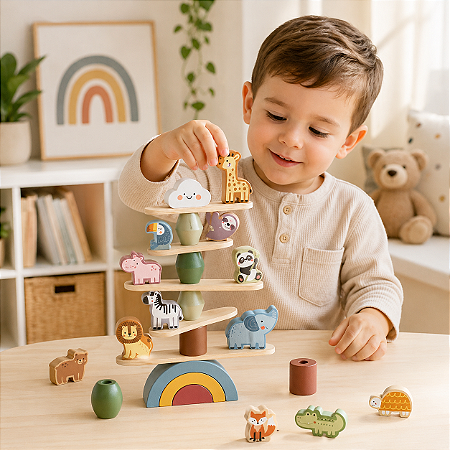 Empilhando Animais I Brinquedo que desenvolve coordenação e concentração