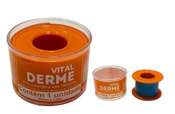 Fita Cirúrgica Hipoalergênica Em Silicone Rolo 05cm X 5m Vital Derme