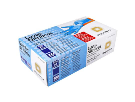 Luva Nitrílica Descarpack Azul Tam: M C/100 Unidades