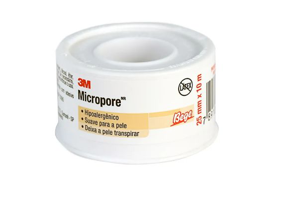 Fita Micropore Hipoalergênica Bege 25mm X 10m 3m