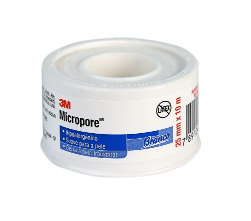 Fita Micropore Hipoalergênica Branca 25mm X 10m 3m
