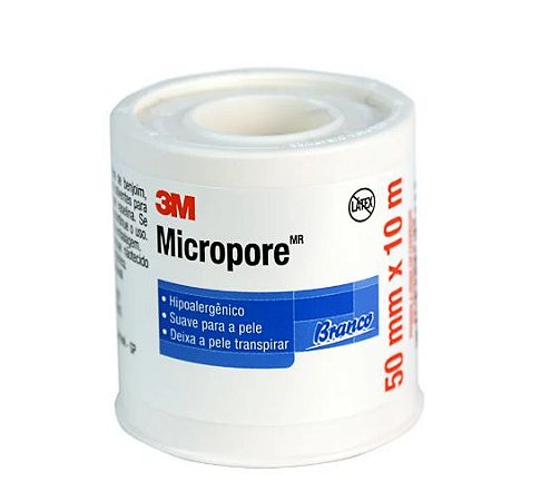 Fita Micropore Hipoalergênica Branca 50mm X 10m 3m