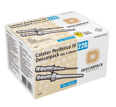 Cateter Intravenoso Periférico Descarpack 22G C/100 Unidades