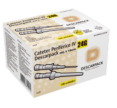 Cateter Intravenoso Periférico Descarpack 24G C/100 Unidades