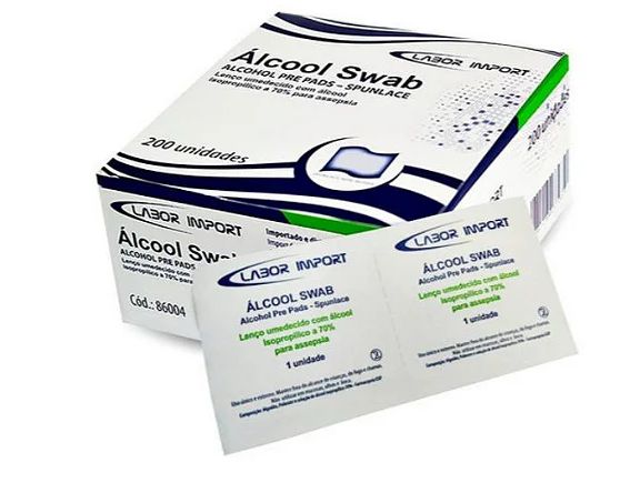 Álcool Swab Em Sachê Labor Import C/100 Unidades