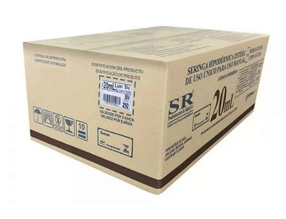 Seringa SR 20ml Com Agulha 25 X 0,70mm Luer Lock C/250 Unidades