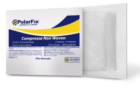 Compressa De Gaze Non Woven 7,5cm X 7,5cm Estéril C/10 Unidades Polar Fix
