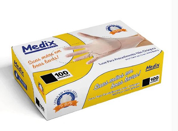 Luva De Vinil Medix Sem Pó Tam: G C/100 Unidades