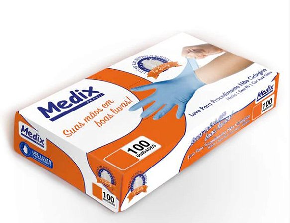 Luva Nitrílica Medix Azul Tam: PP C/100 Unidades