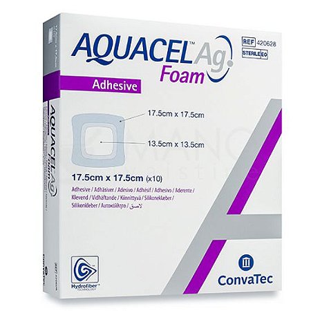 Curativo Aquacel AG Foam Adesivo 17,5cm X 17,5cm Unidade Convatec