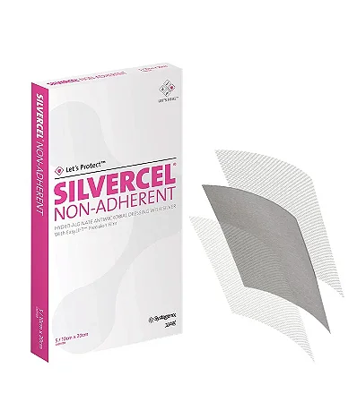 Curativo Silvercel Hidroalginato com Prata 5 x 5cm Malha Não Aderente Caixa C/10 Systagenix