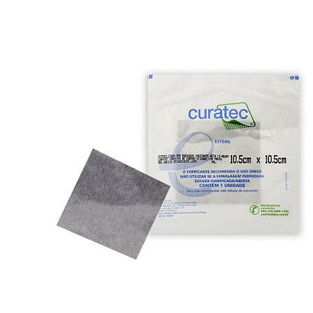 Curativo Carvão Ativado com Prata 10,5cm X 10,5cm Sachê Curatec