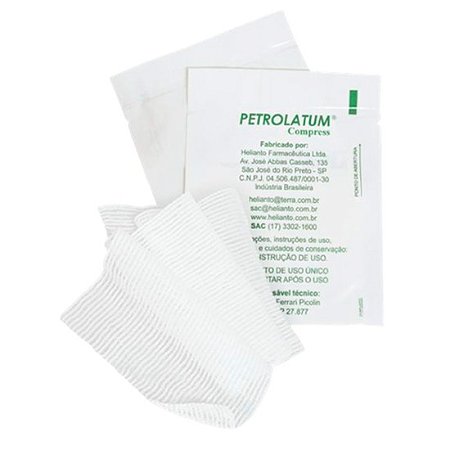 Curativo Compressa com Emulsão Petrolatum 7,5cm x 20,3cm c/100 Uni Helianto