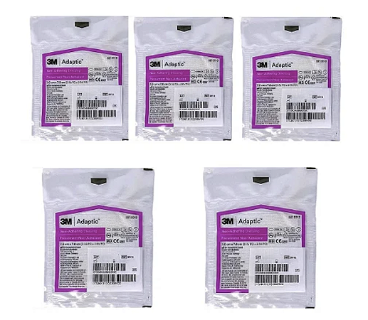Curativo Adaptic 7,6 x 7,6cm Malha Não Aderente Kit c/5 Uni Systagenix