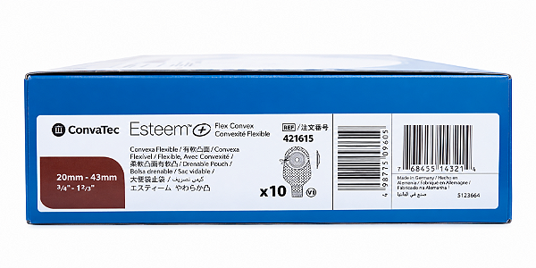 Bolsa De Colostomia Esteem+ Flex Convexa V1 20-43mm Opaca Recortável C/10 Convatec