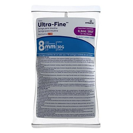 Seringa De Insulina  1,0cc 8mm U-Fine C/10 Unidades Embecta Ref 328328