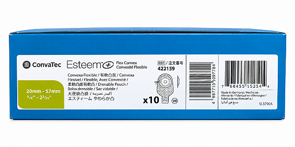 Bolsa de Colostomia Esteem+ Flex Convexa Drenável V0 20-57mm Opaca Recortável C/10 Convatec