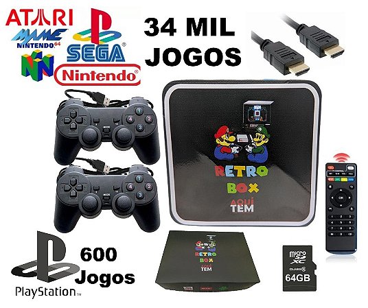 Video Game BigBox 12mil Jogos So Ligar Na Tv + 2 Controles modelo XBOX