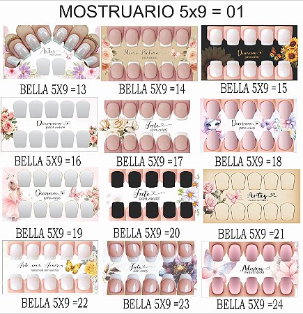 Cartão Adesivos Artesanais Unhas 1000 Cartões 12 Unhas