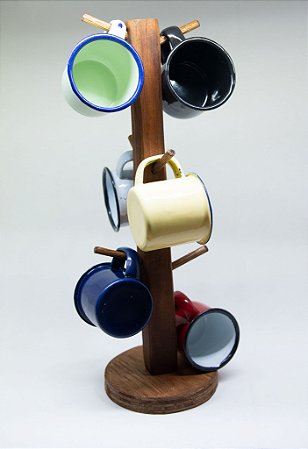 Suporte para canecas em madeira