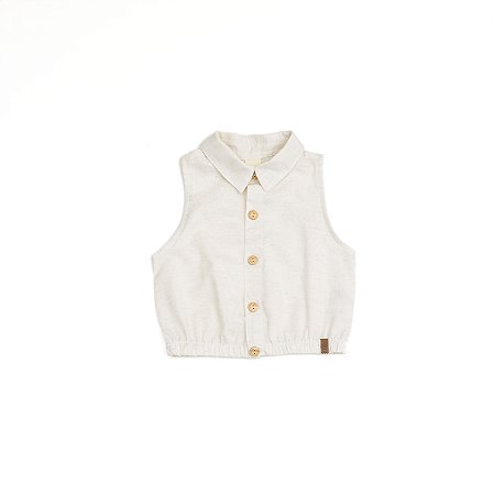 Blusa Abotoada Cambraia de Linho Off White