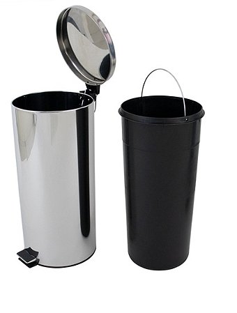 LIXEIRA INOX 30 LITROS PEDAL COM BALDE INTERNO