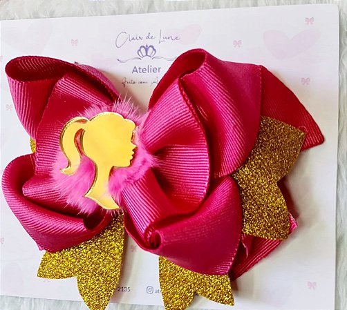 Laçarote Barbie pink com dourado