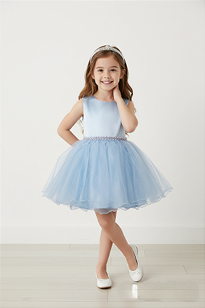 Vestido Infatil Tulê Azul
