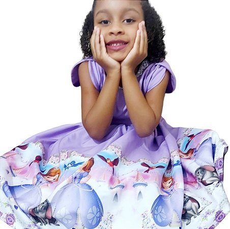 Vestido de Festa Infantil Temático Inspiração Princesa Sofia