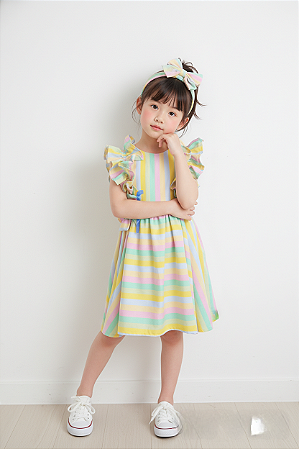 Vestido Infantil listrado com Babados