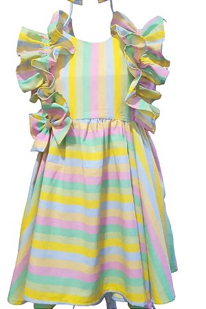 Vestido Infantil listrado com Babados