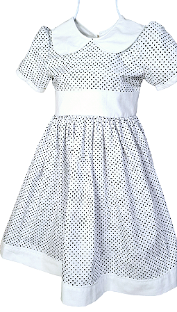 Vestido Infantil branco com poá preta 12/18 meses