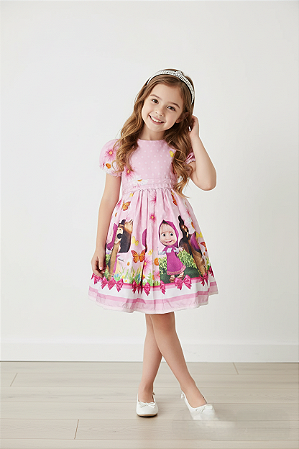 Vestido Infantil Temático Masha e o Urso