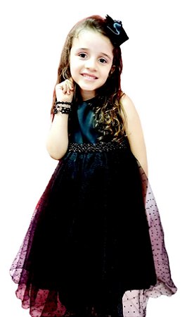 Vestido Infantil Preto Pipoquinha