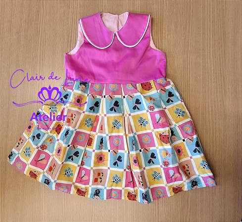Vestido Infantil curto Rosa Alegria 2 anos