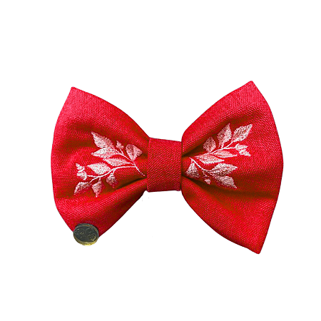 Lacinho com bordado de flores Pet Vermelho