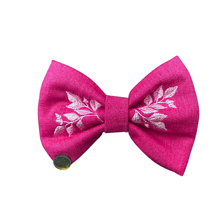 Lacinho com bordado de flores Pet Rosa