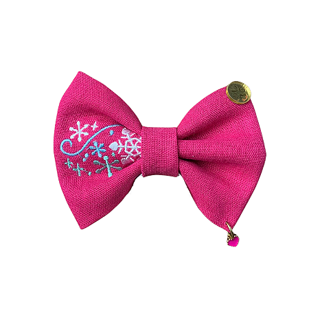 Lacinho rosa com flocos de gelo e berloque surpresa
