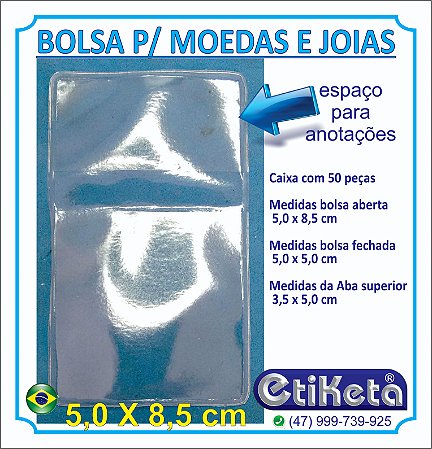 BOLSA PLASTICA para moedas com aba