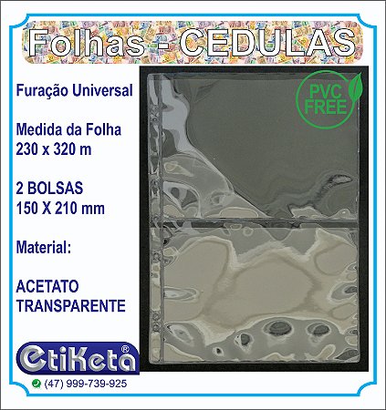 FOLHAS para CEDULAS - 2 BOLSAS