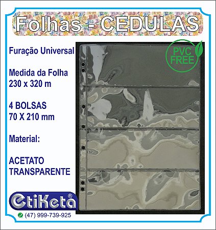 FOLHAS para CEDULAS - 4 BOLSAS