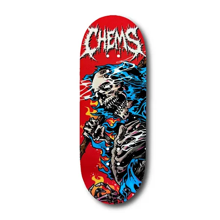 Deck Chems Red Background “Fire Grim” - 34mm x 96mm Mid Pro Popsicle