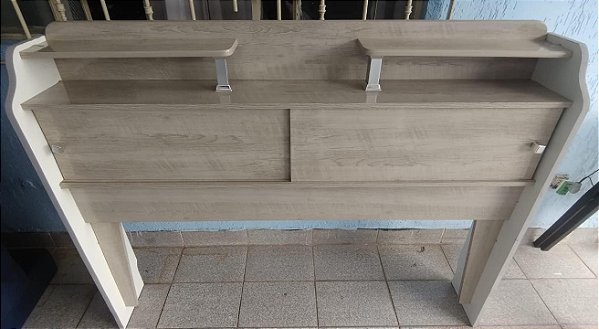 CABECEIRA DE CASAL PARA CAMA BOX COR AREIA COM PÉS RESTAURADO MARCENARIA ARTESANAL